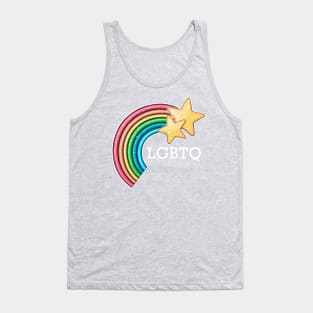 rainbow and stars LGBTQ (white text) Tank Top